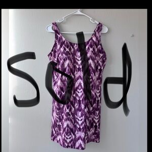 Duluth Trading Women’s Size 14 Swim Dress Purple Tie Dye Built In Bra And Shorts